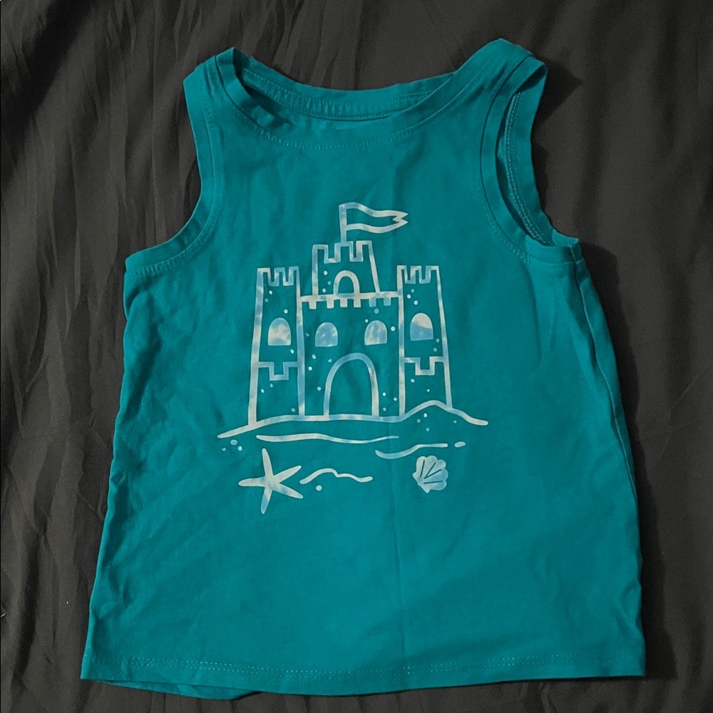Cat & Jack Teal Tank Top with Castle Design